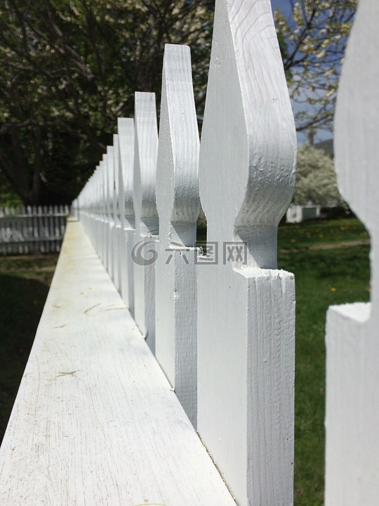 篱笆,领先的线,白色的篱笆