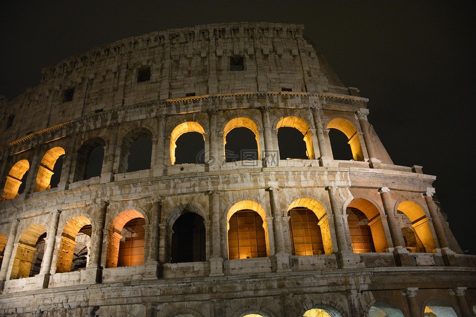 罗马,kolosseum,夜