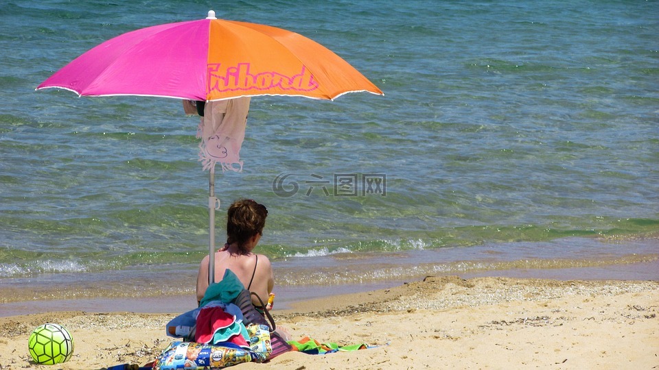 海滩,伞,颜色