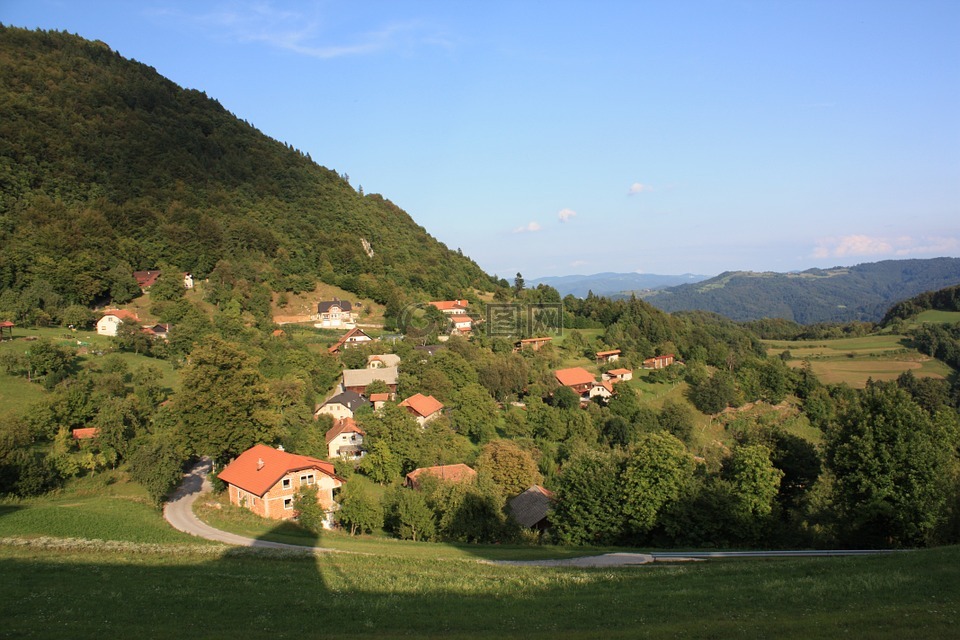 村,自然,小山