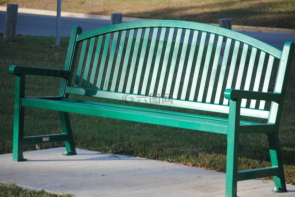 长凳,绿色,公园