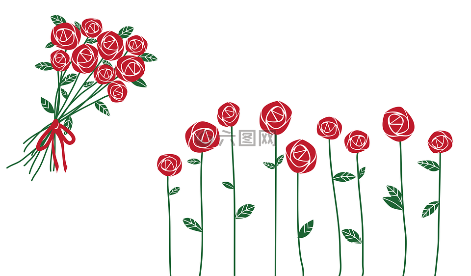 情人节,玫瑰,花束