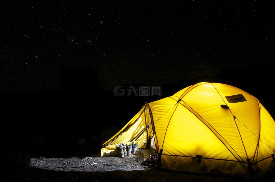 帐篷,营,夜