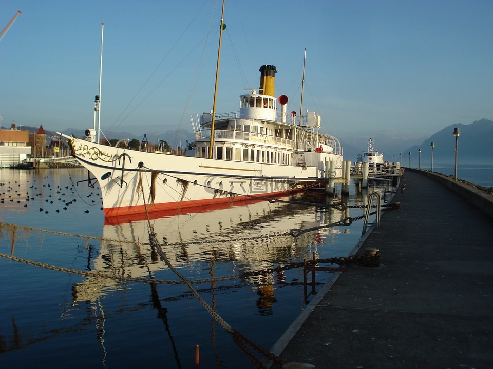 小船,蒸汽船,日内瓦湖