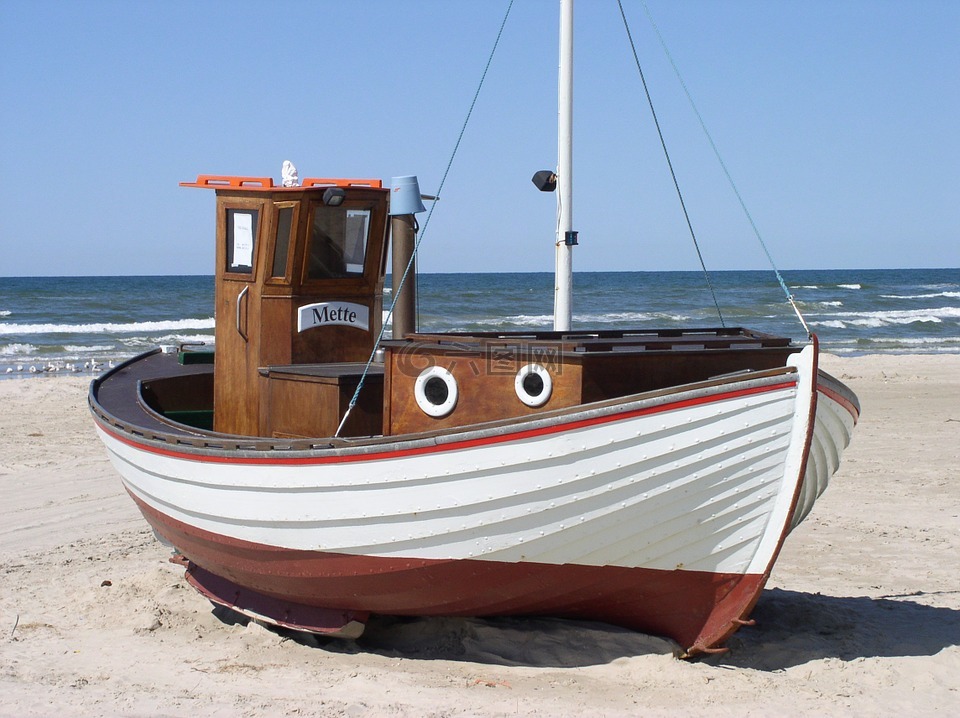 渔船,丹麦,海滩