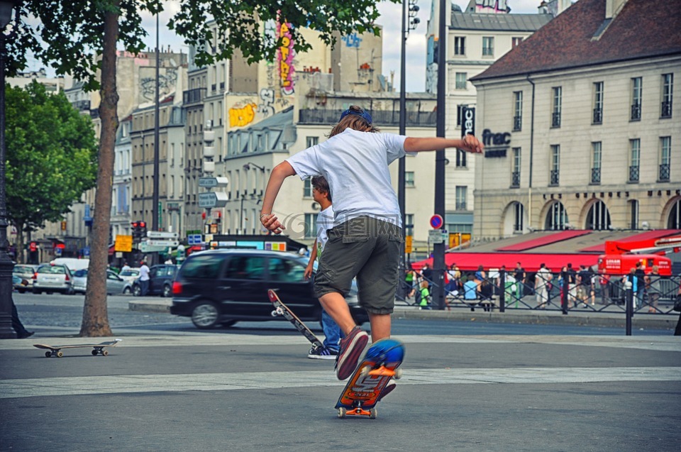 滑板,青春期,都市运动