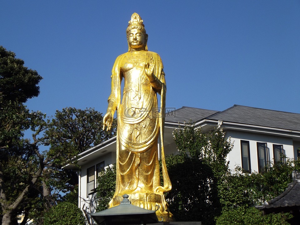 budha,雕像,黄金