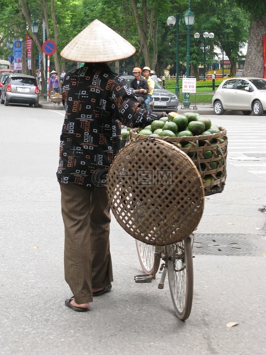 圆锥形的帽子,椰子,越南