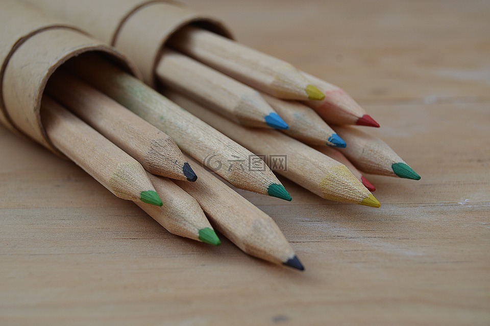 彩色铅笔,木铅笔,铅笔