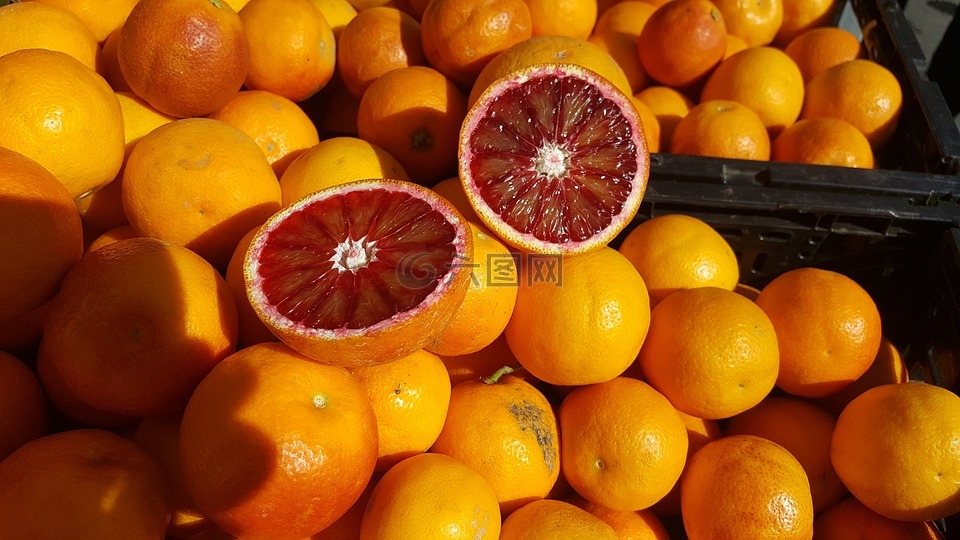 血橙,水果,阳光