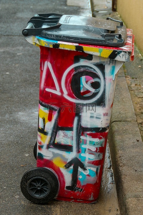 涂鸦,垃圾桶,废物分类回收箱