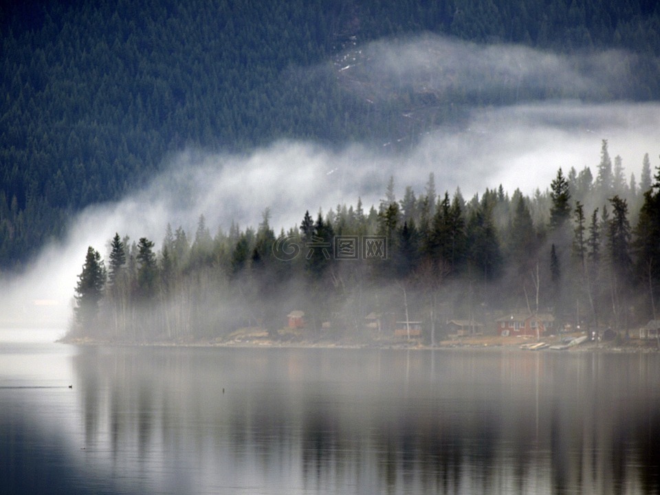 有雾,卡尼姆湖,度假村