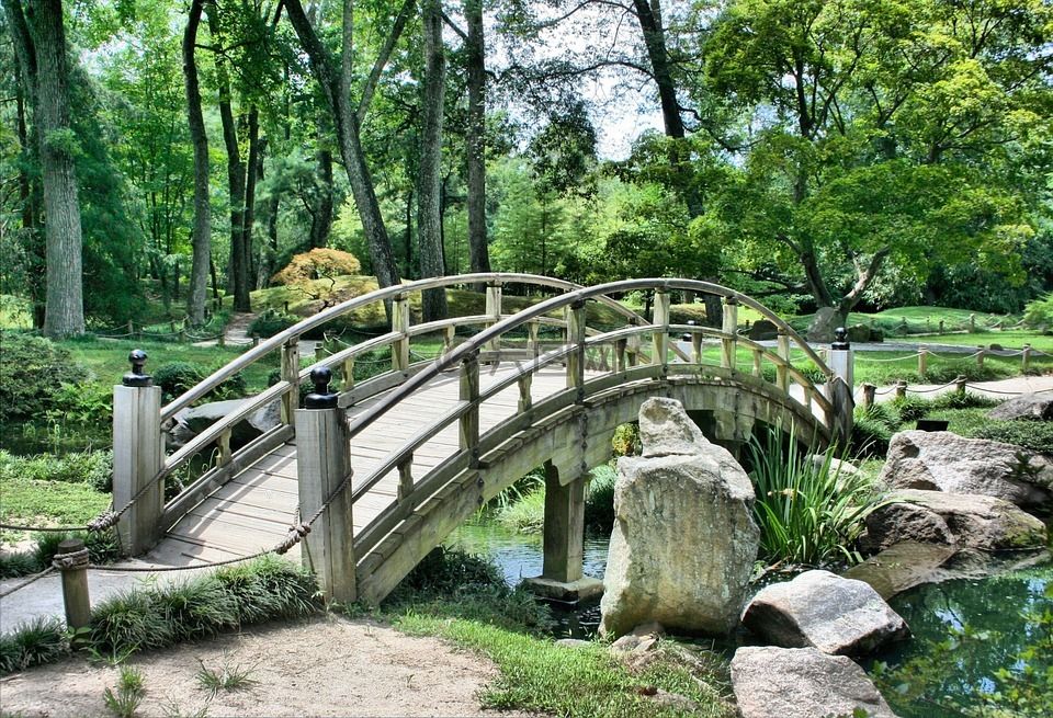 桥,日本花园,拱