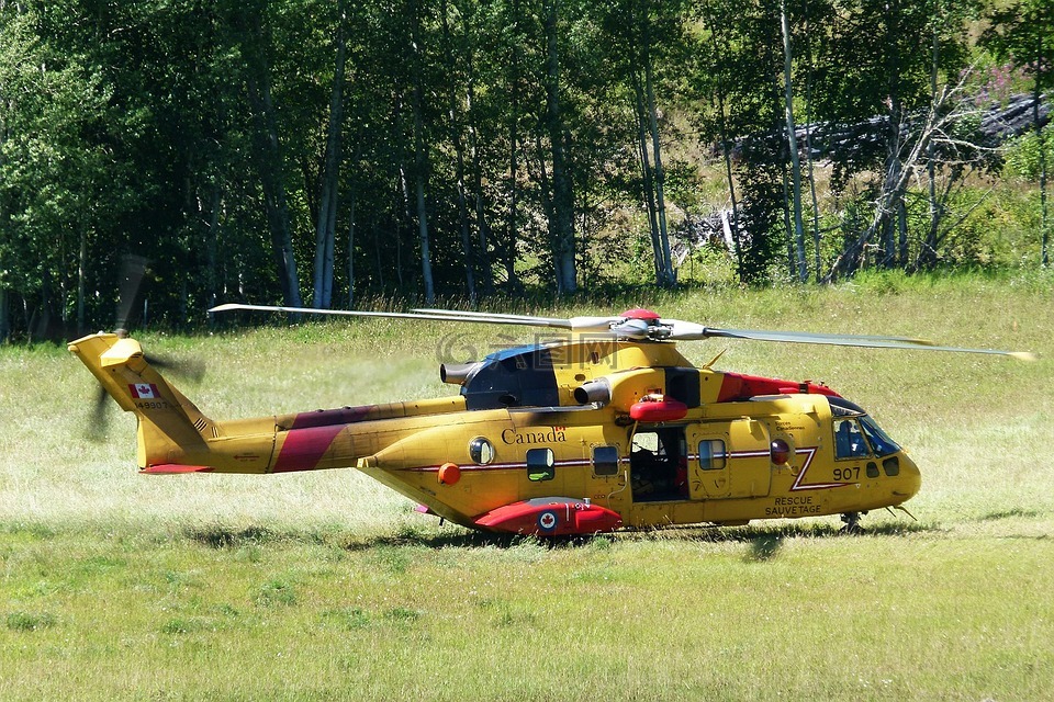 营救飞机,黄色,直升机