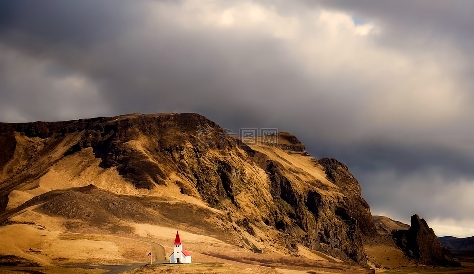 冰岛,教堂,天空