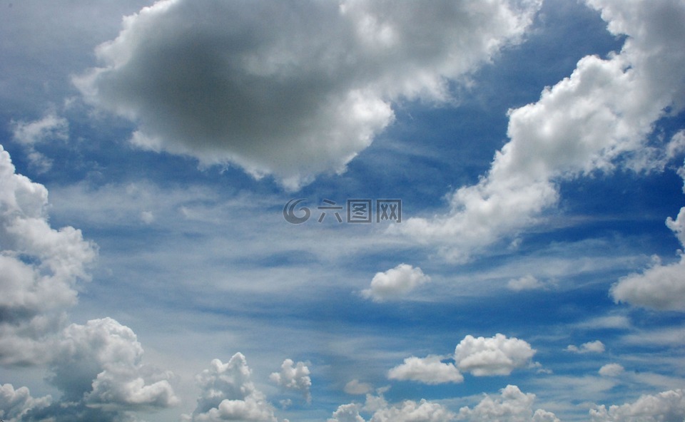 天空,背景,蓝色的天空的云彩