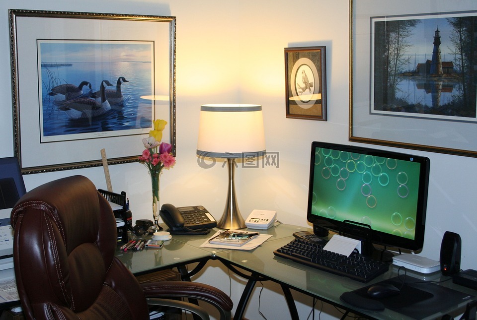 家庭办公室,工作空间,计算机