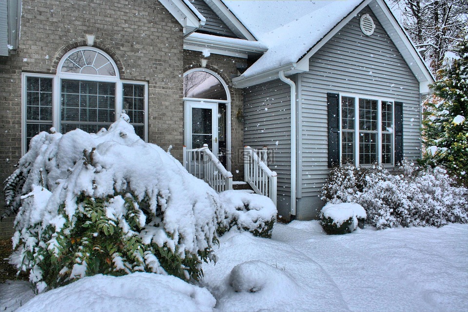 房子,降雪,冬天