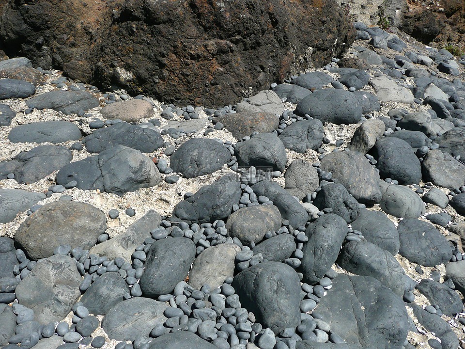 卵石,石,海滩