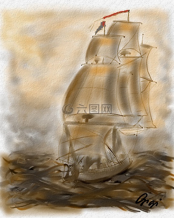 帆船,用鼠标绘制,艺术