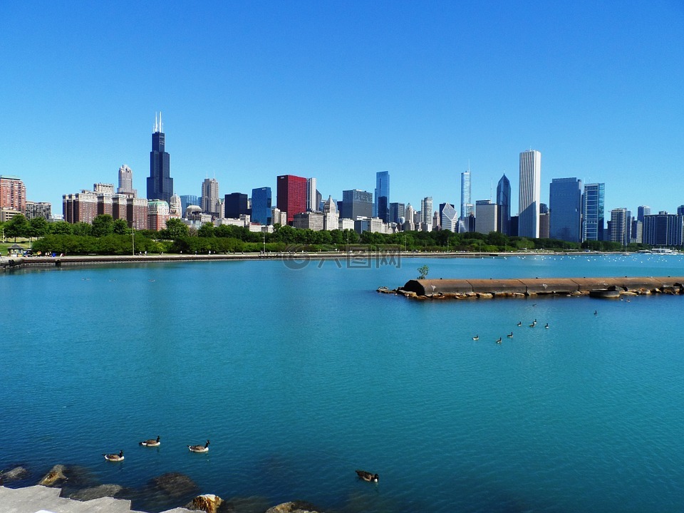 芝加哥,天际线,摩天楼