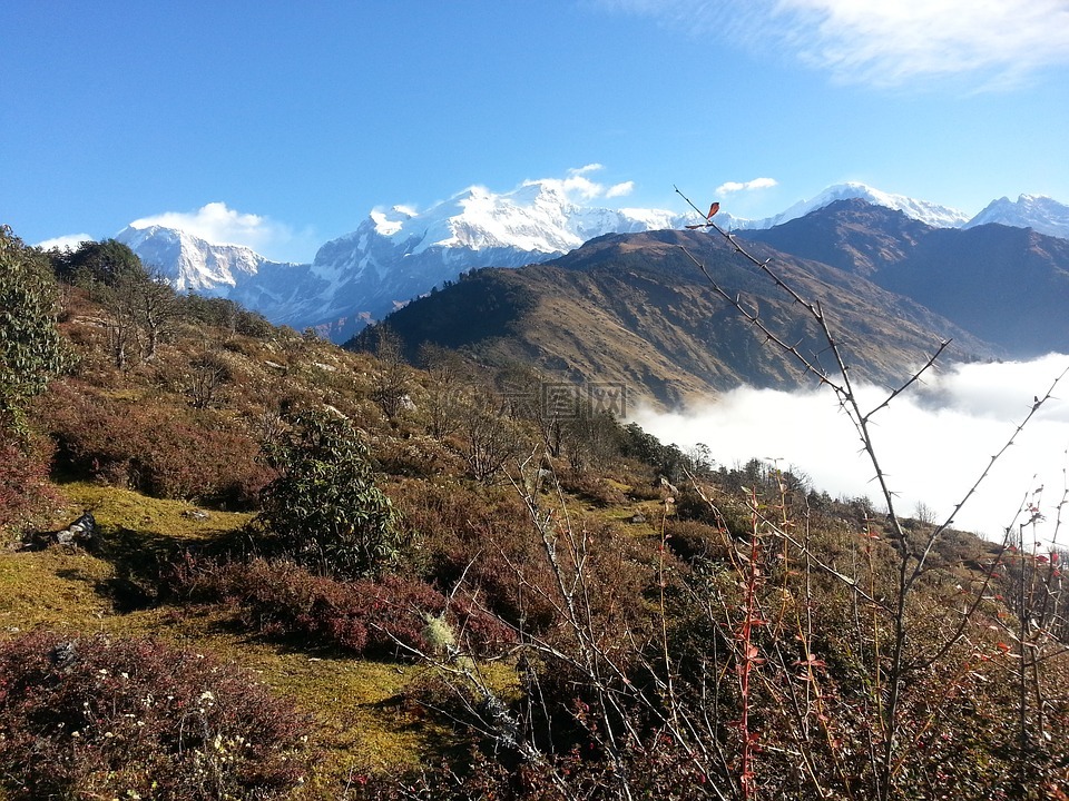 自然,尼泊尔美容,冒险
