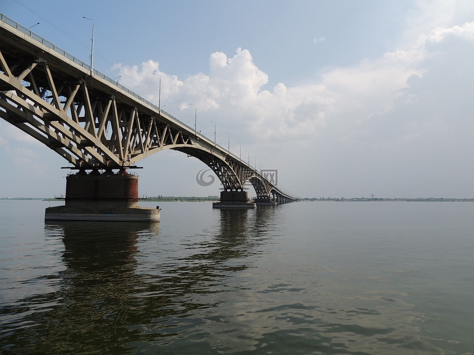 桥,伏尔加,河