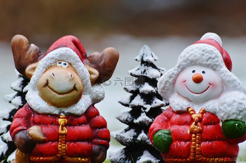 圣诞麋,雪人,圣诞节