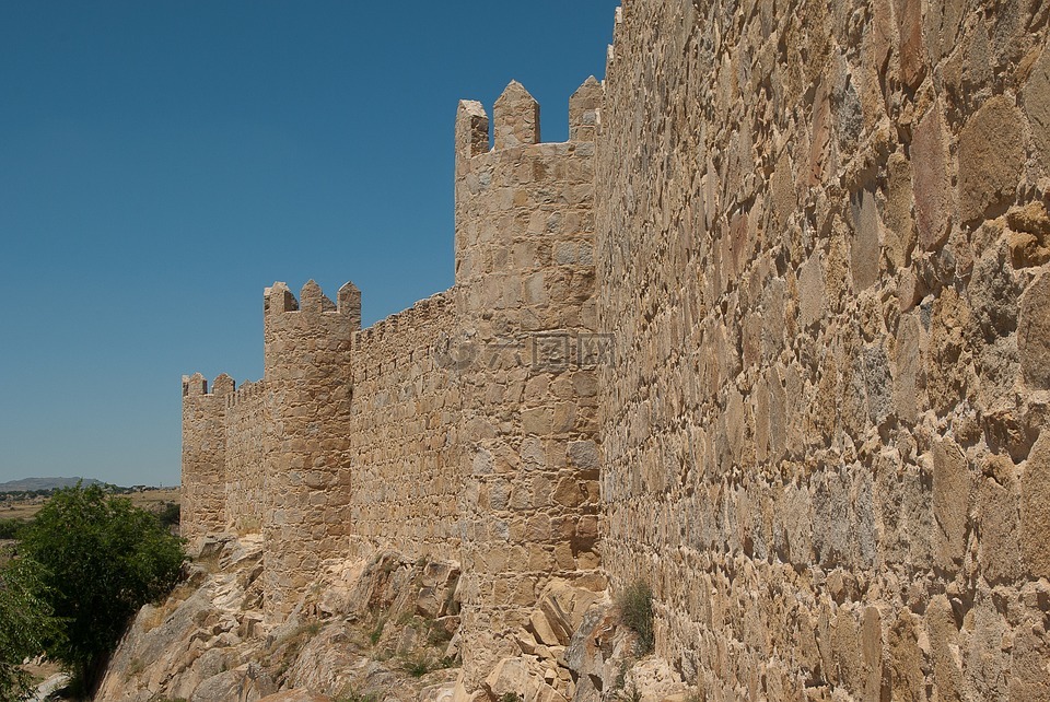 西班牙,阿维拉,城墙