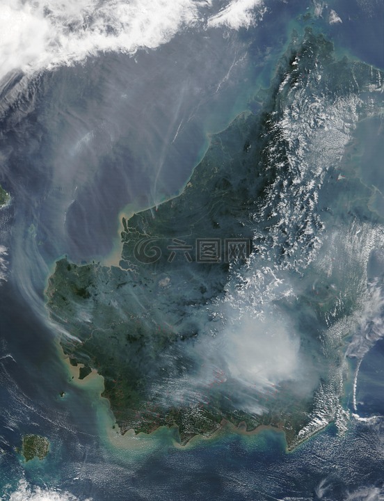 婆罗洲,森林火灾,卫星图像