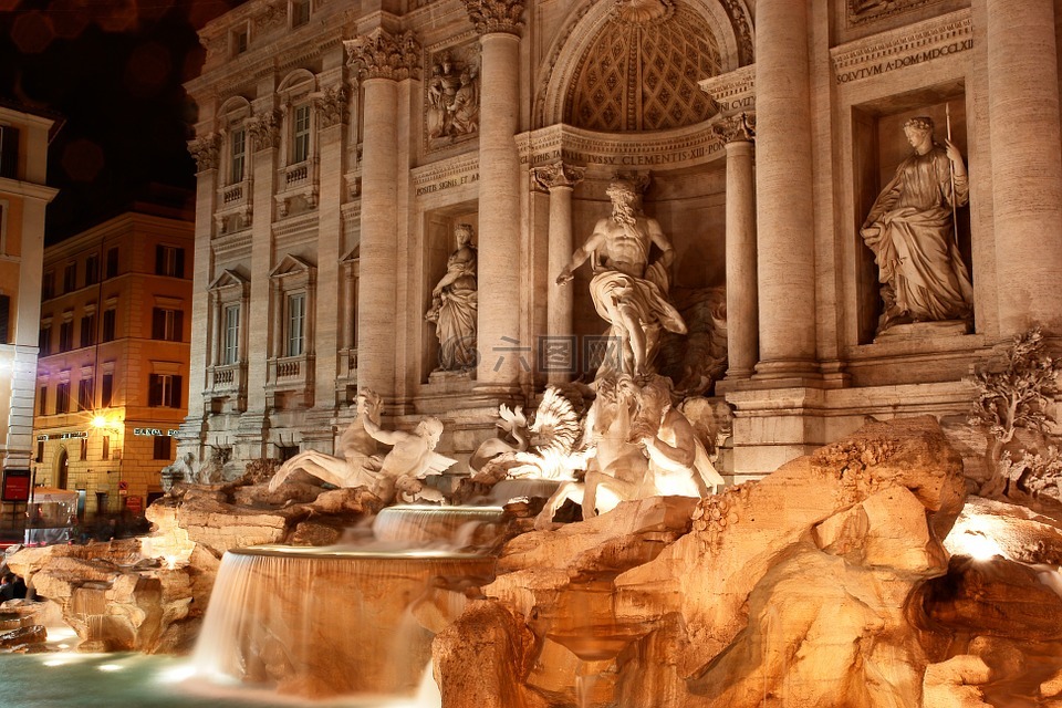 许愿泉,喷泉,fontana di trevi