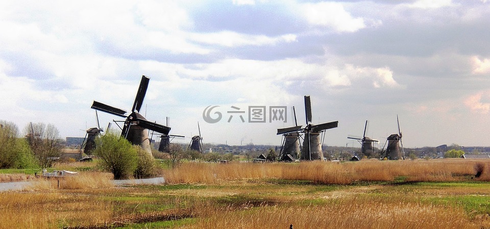 磨机,荷兰,风车村