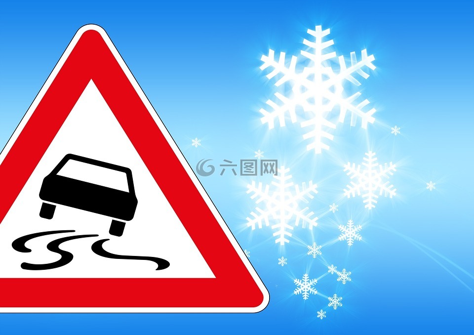 交通标志,冰,滑倒的风险