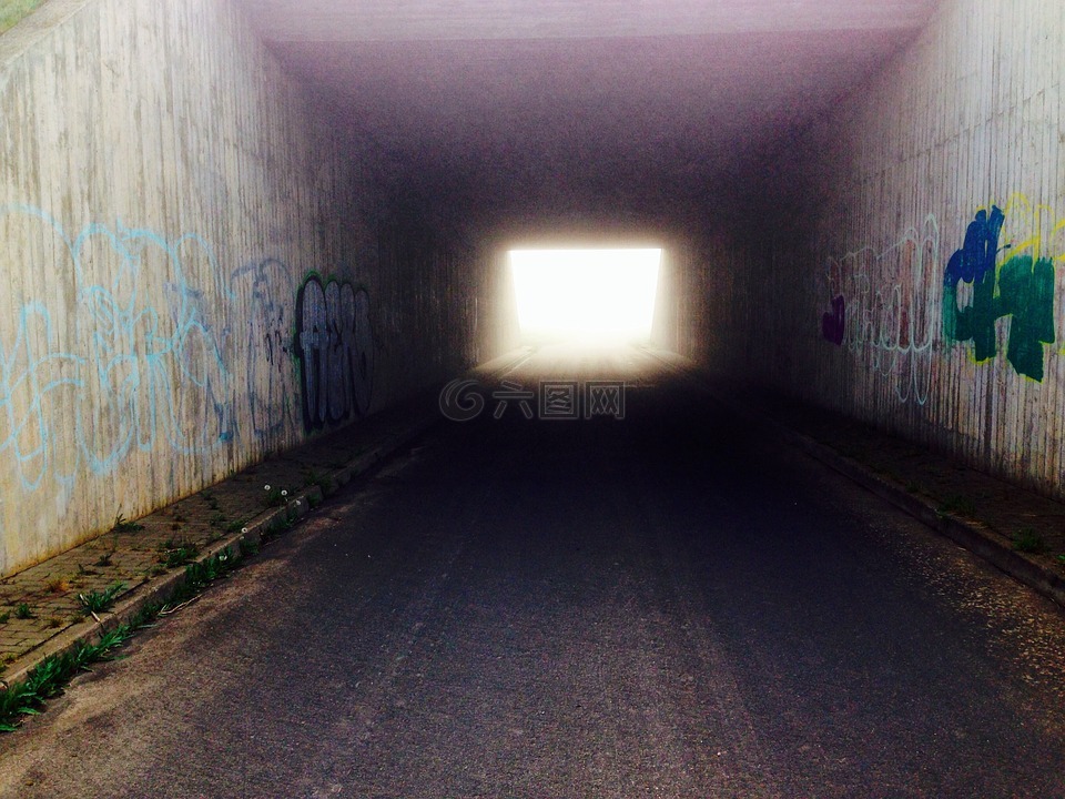 隧道,涂鸦,光