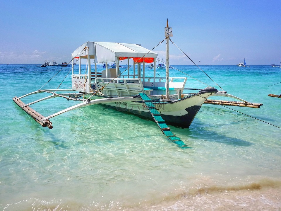 菲律宾,长滩岛,白色的沙滩