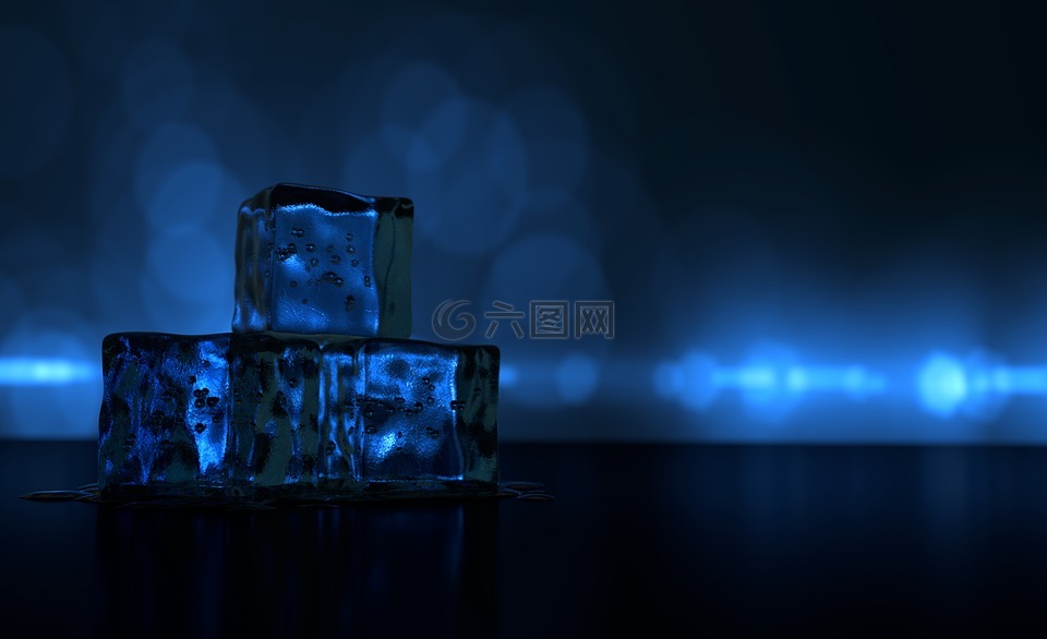 冰,蓝色,反射