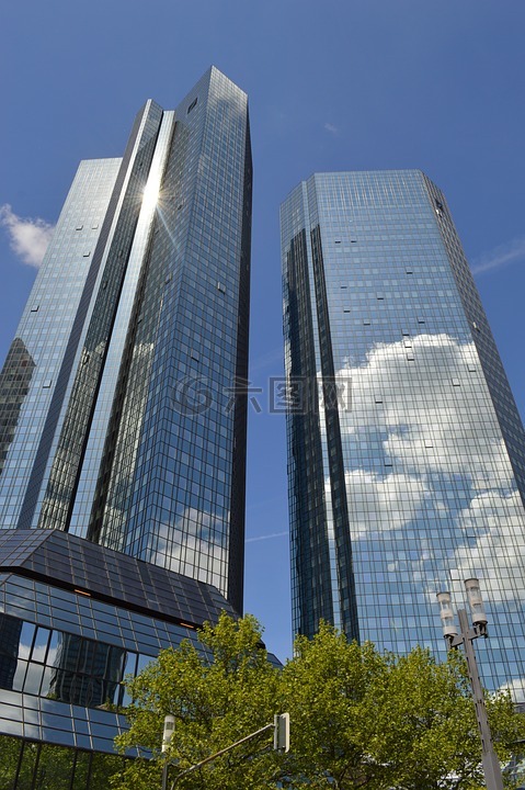 德意志银行,摩天楼,天空