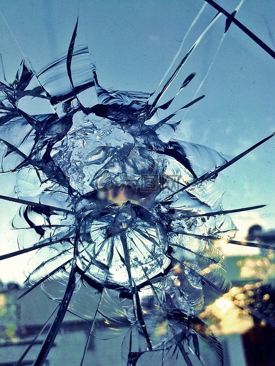 玻璃,打破,裂缝