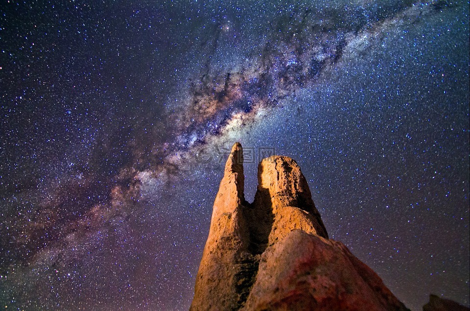 银河,岩,夜