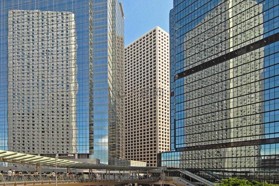 香港,摩天大楼,镜像