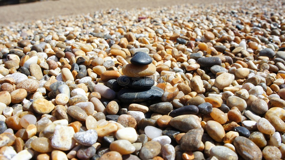 卵石,海滩,石头