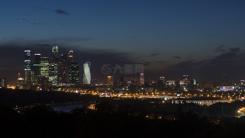 莫斯科,夜,城市