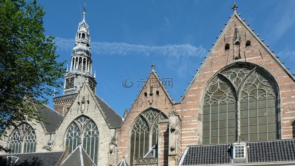 古老的教堂,阿姆斯特丹,荷兰