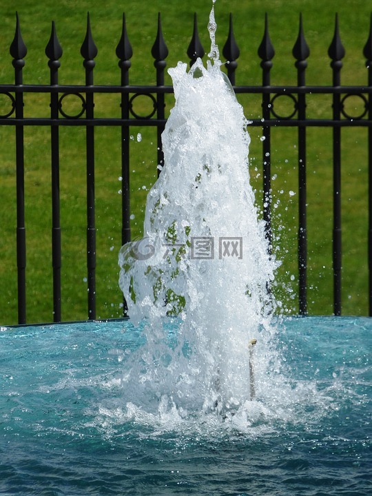 水,喷泉,绿色