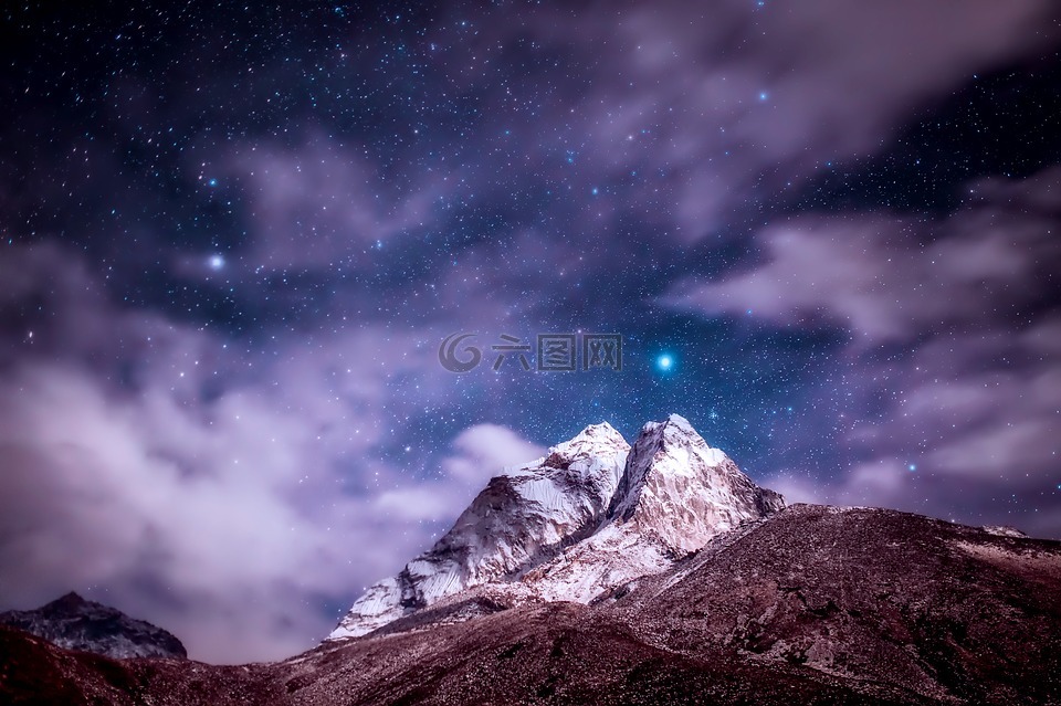 喜马拉雅山,山,天空