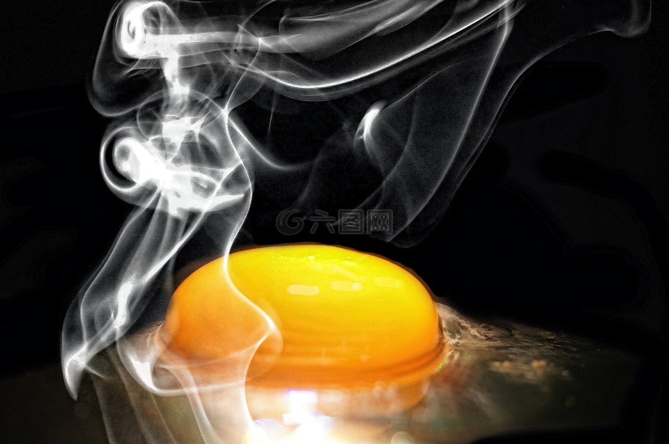 鸡蛋,煎炸,蒸汽