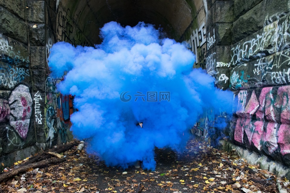 墙,隧道,蓝色