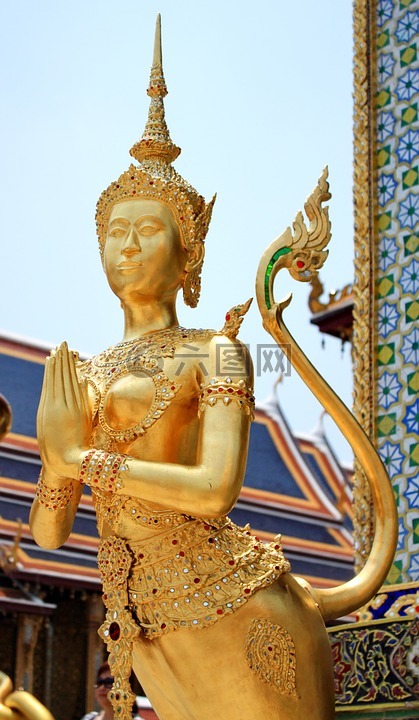 雕像,玉佛寺的,泰国