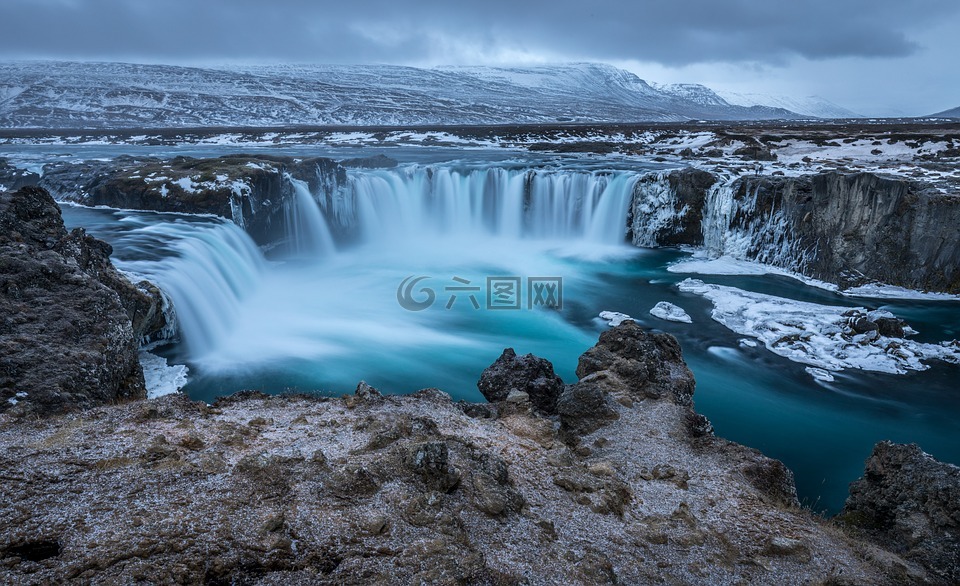 冰岛,godafoss,大瀑布