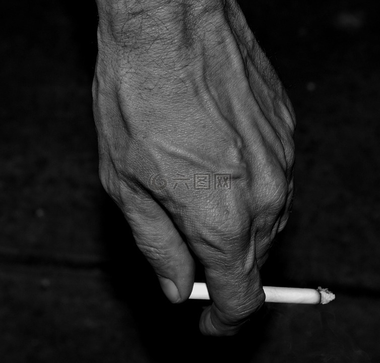 黑色和白色,手,香烟